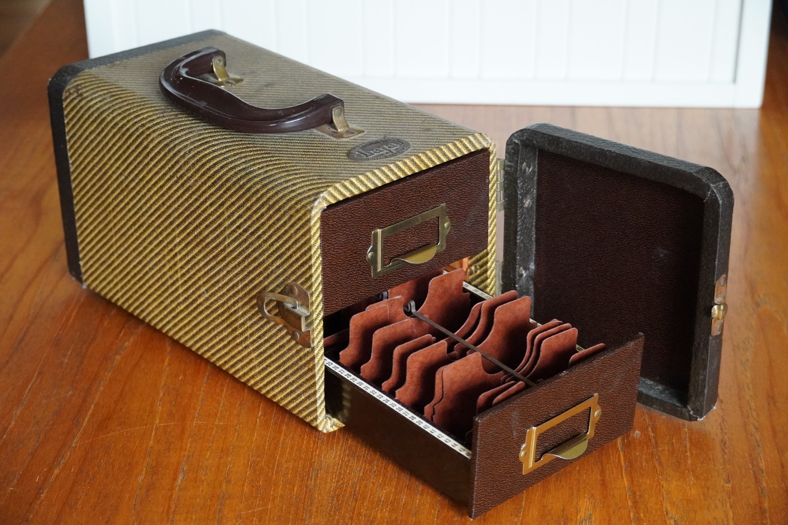 1950’s Barnett & Jaffe Baja Hard Shell Two Drawer Photo Slide Storage Case