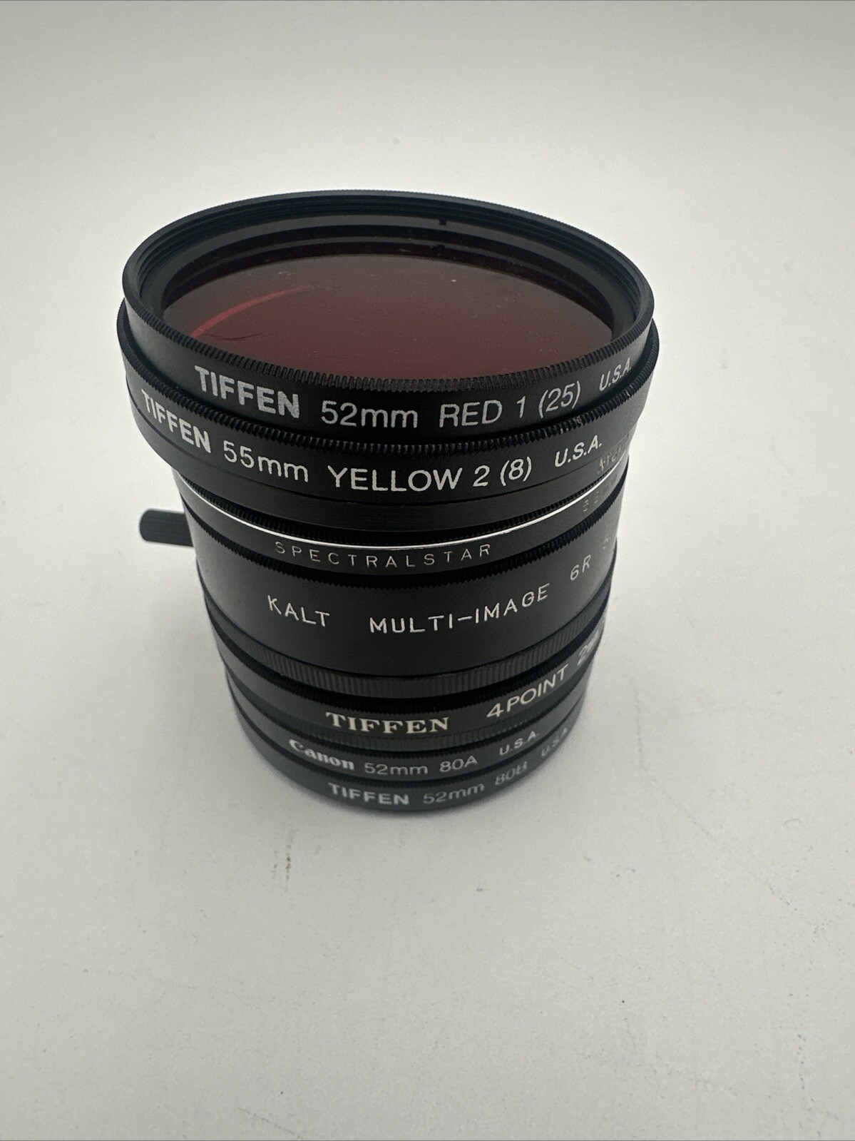 Lot of 7 Vintage Tiffen, Kalt, Canon Filters W/ Cases