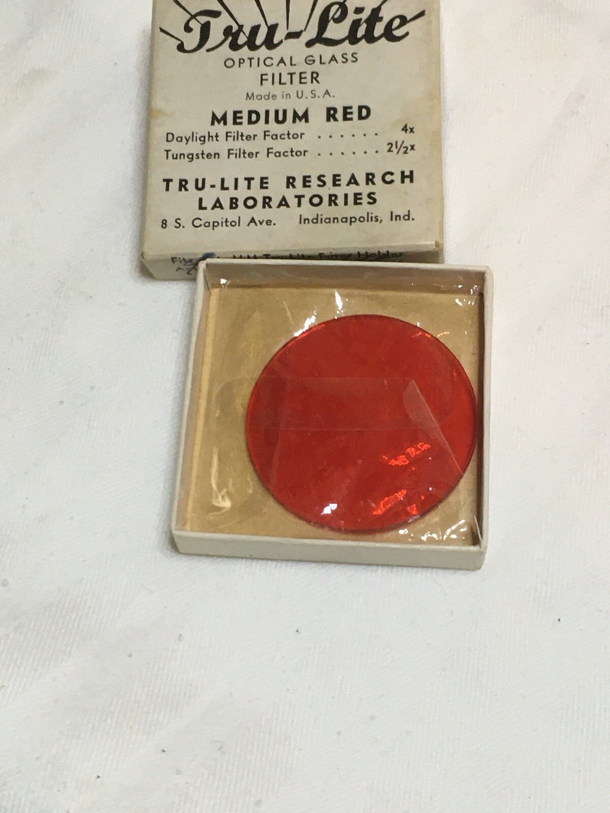 Vintage Lot 4 Tru-Lite Optical Glass Filters Infra Red Green Yellow Kit Research