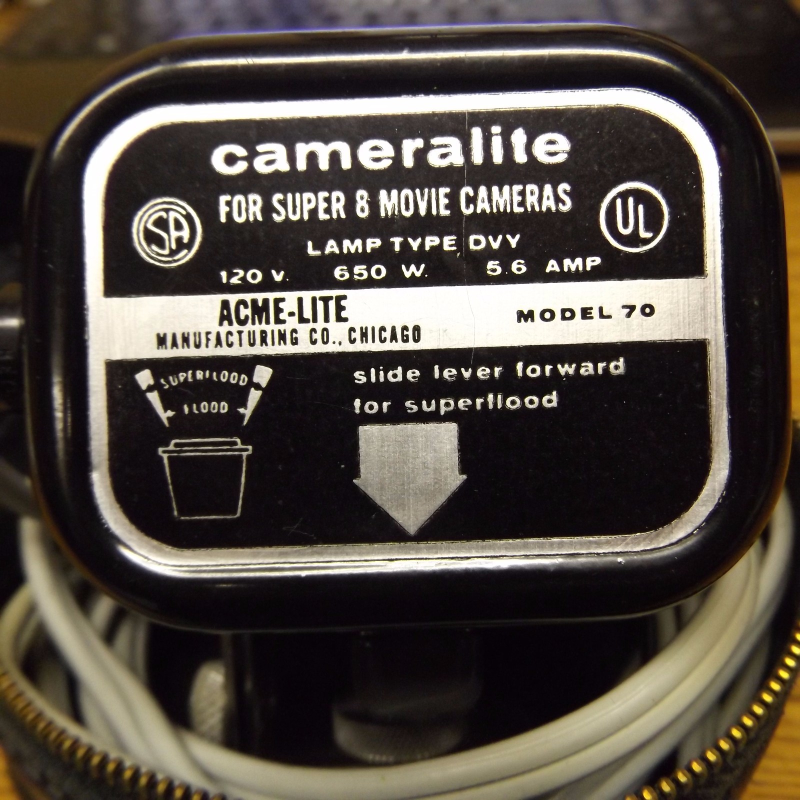 ACME-LITE Vintage Super 8 Movie Camera Lamp Cameralite Model 70 USA Chicago