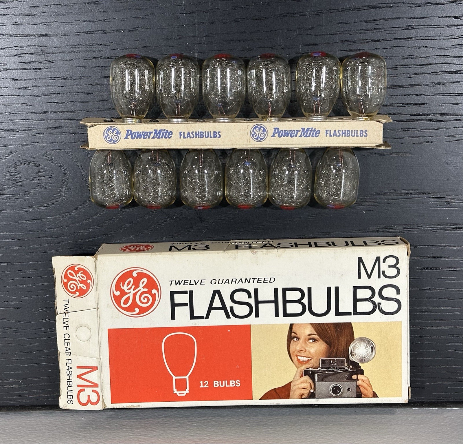 Vintage GE M3 Flashbulbs Box of 12 Light Bulbs Camera Flash Photography