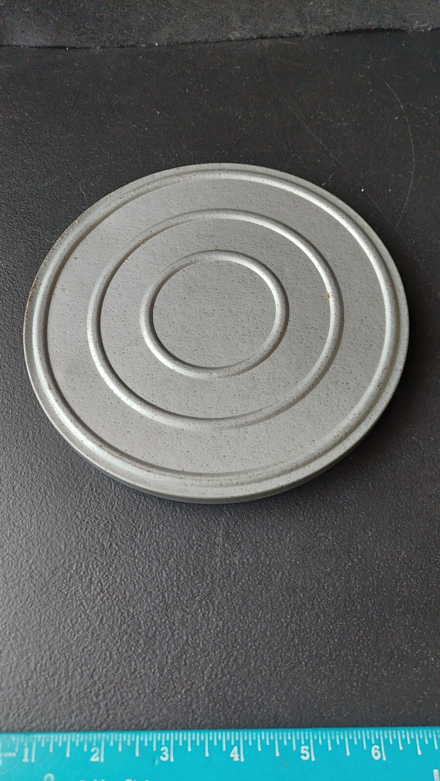 FILM REEL STORAGE TIN LOT. 5 in. 1 ALUMINUM, 2 METAL.
