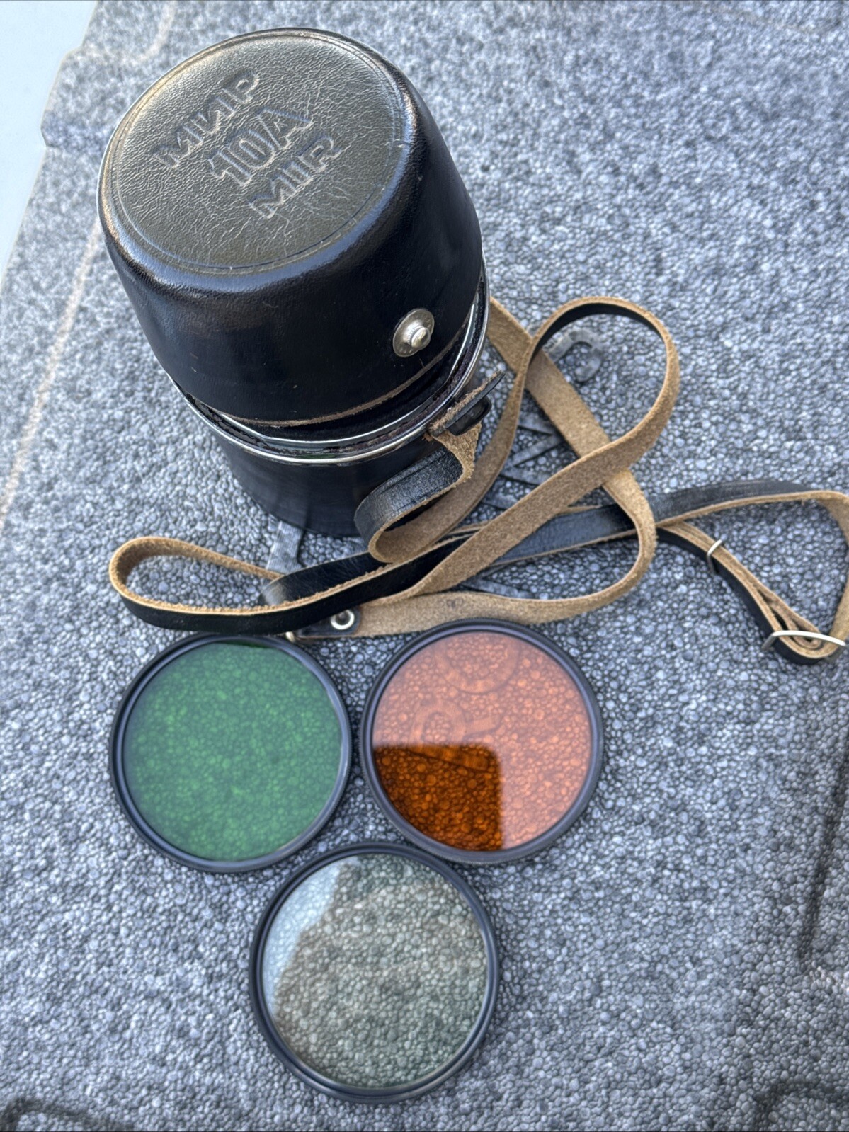 Leather Case for Mir-10A Soviet USSR Lens, With 3 Filters