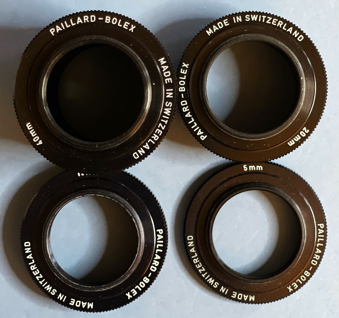 Bolex Paillard extention tube set tubex for bolex H16 camera and Cmount lenses