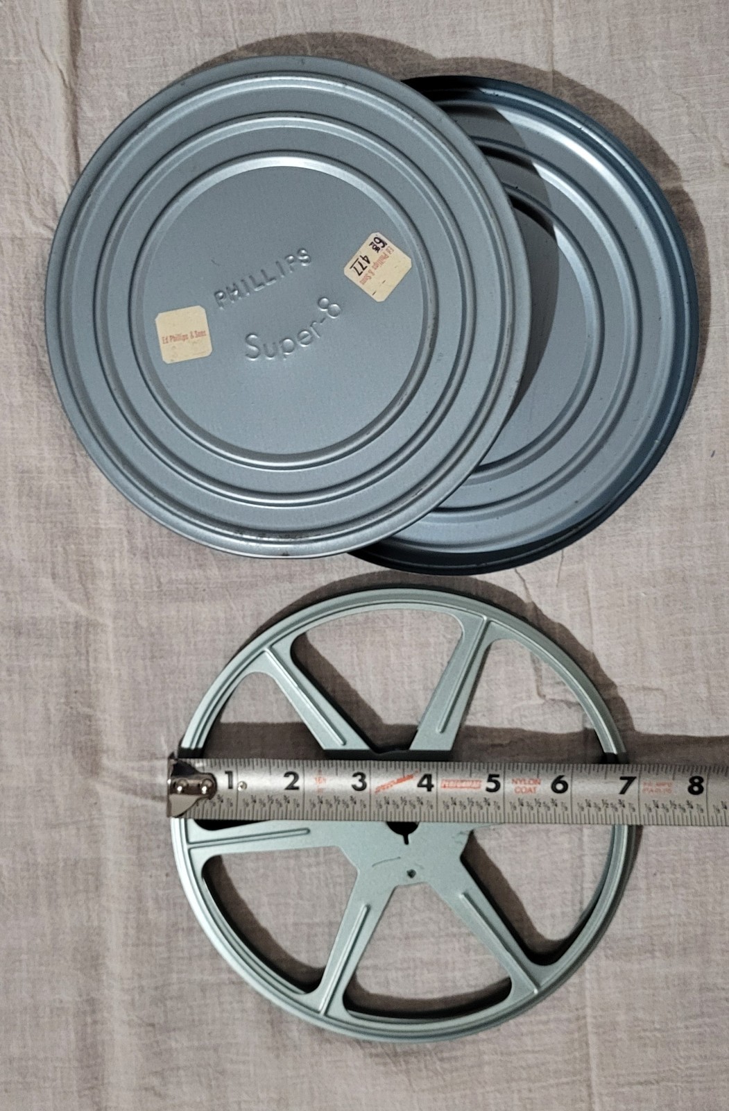 Vintage LOT of 4 Empty 7″ Super 8 Film Movie Projector Reels with Can