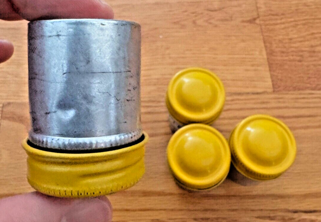 Lot of 4 Kodak 35mm Aluminum Film Canisters in Yellow