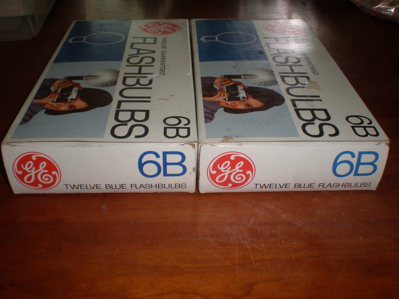 Vintage General Electric GE 6B Blue Camera Flash Bulbs 2 Box of 12 Bulbs = 24