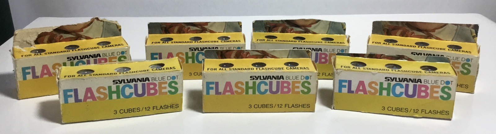 Vtg Sylvania Magic Cubes Blue,15 Total Boxes,45 Cubes,180 Flashes Avail, Unused