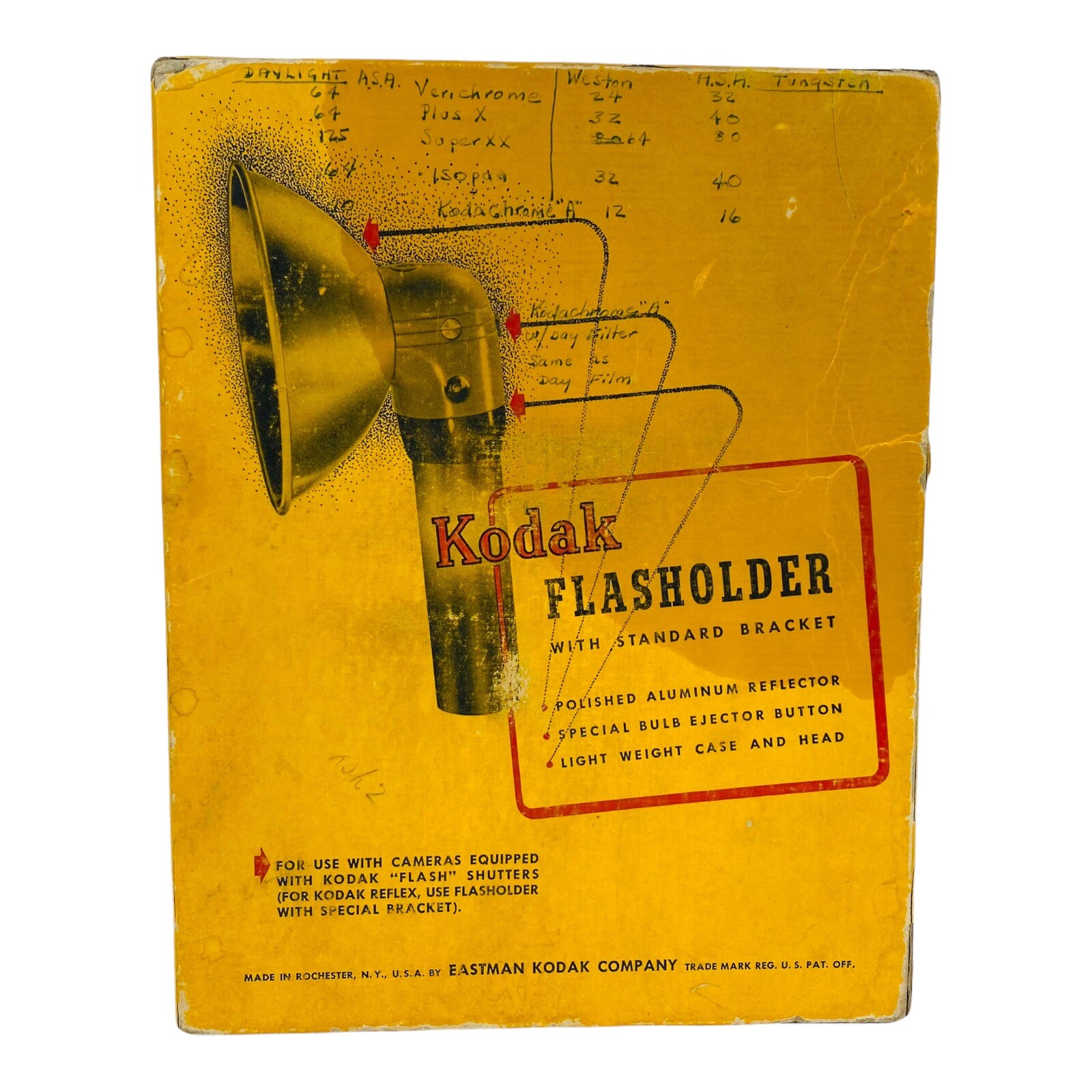 Vintage Kodak Flasholder with Original Box and Manual Untested No bulb