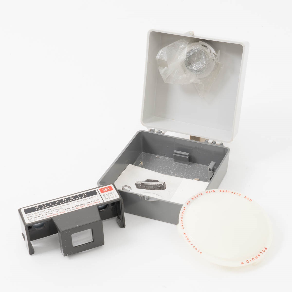 Polaroid Flashgun #268, Close-Up Kit #583, and Potrait Kit #581 for Land Use 340
