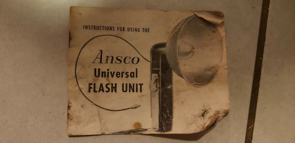 Ansco Black Universal Flash Unit for Vintage Film Camera with Manual & Bracket
