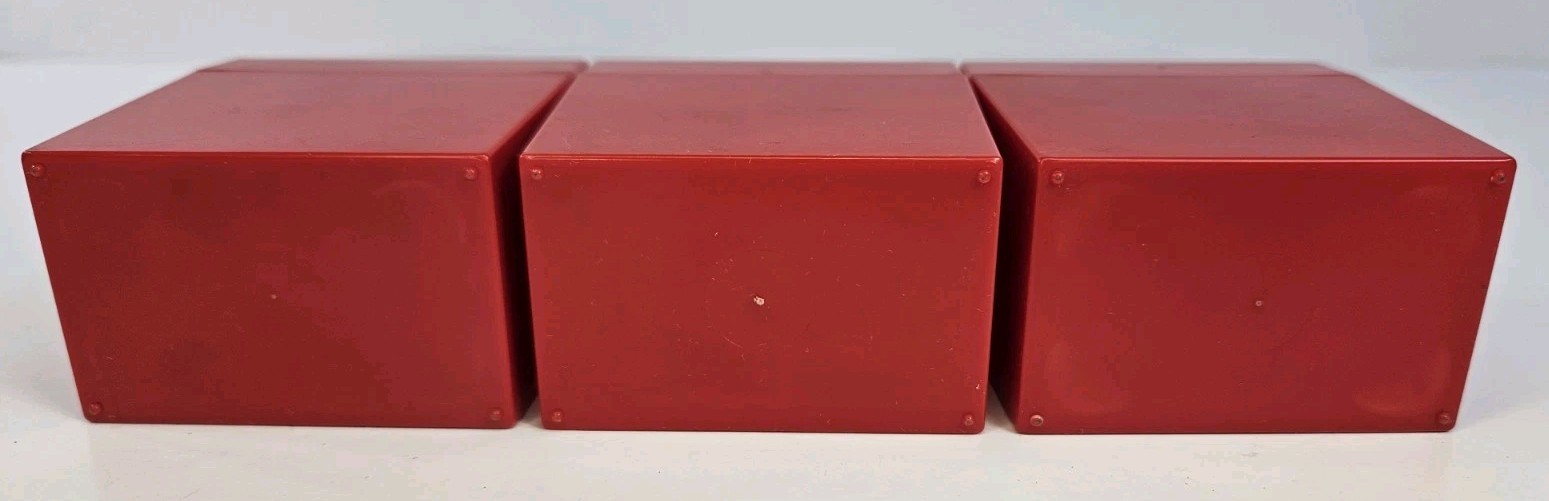 Vintage Pavelle Color Red Plastic Film Slide Box Lot & Lid of 3 Containers