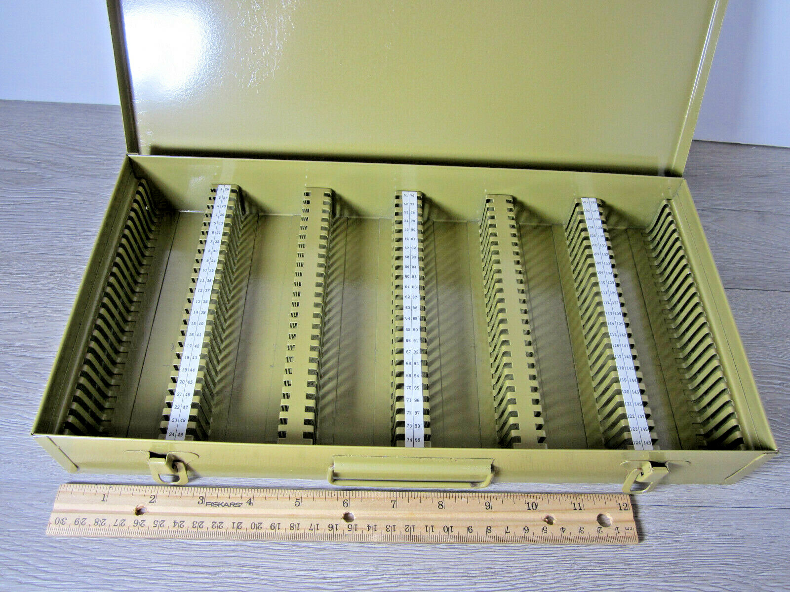 Metal Storage Green Vintage Slides or Coin Collection Photography Lid