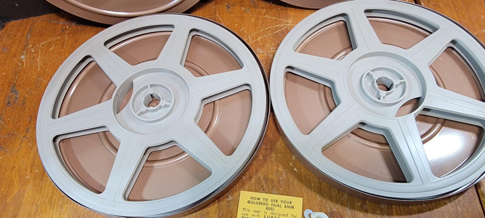 2 Goldberg 400 ft. Dual 8mm Plastic Movie Reel, Can