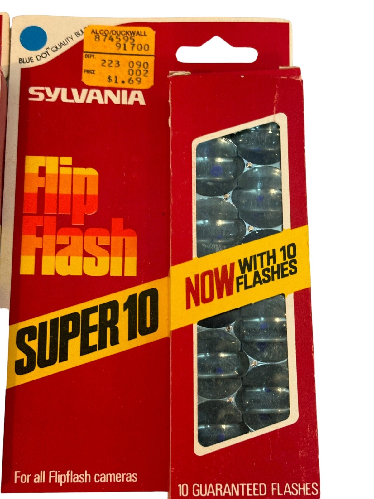 Sylvania Flip Flash Super 10 NOS Blue Dot Lot 5 1970s Camera Display Prop
