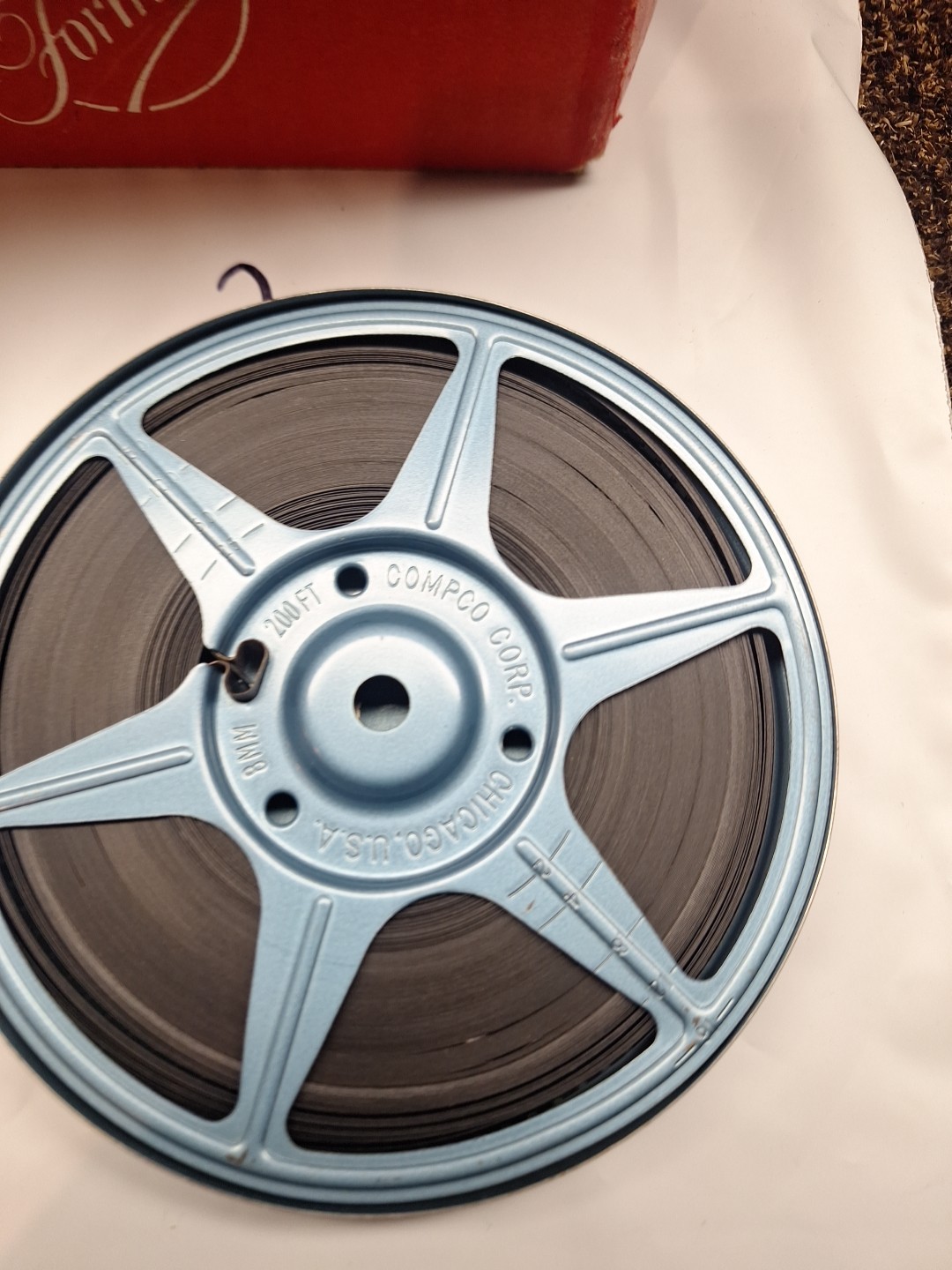 3 Compco Corp. Regular 8mm Blue Metal Reel & Canister 5″ Diameter