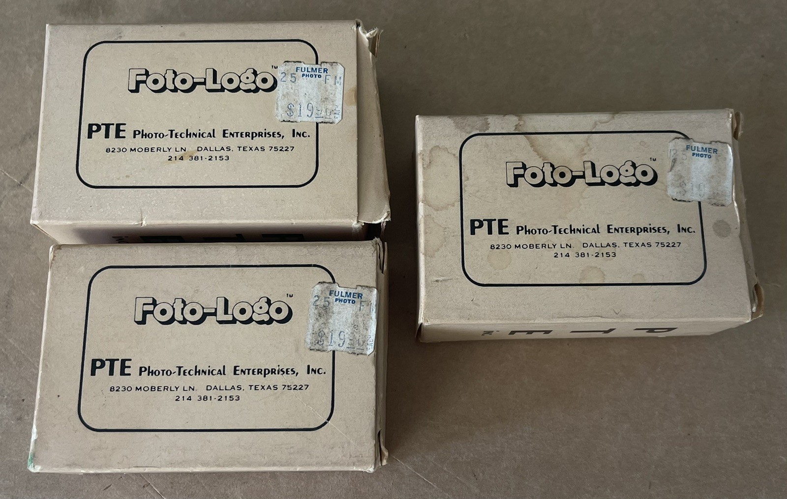 3 Vintage Foto Logo PTE Accessory Part Papers Unidentified Item Original Box NOS