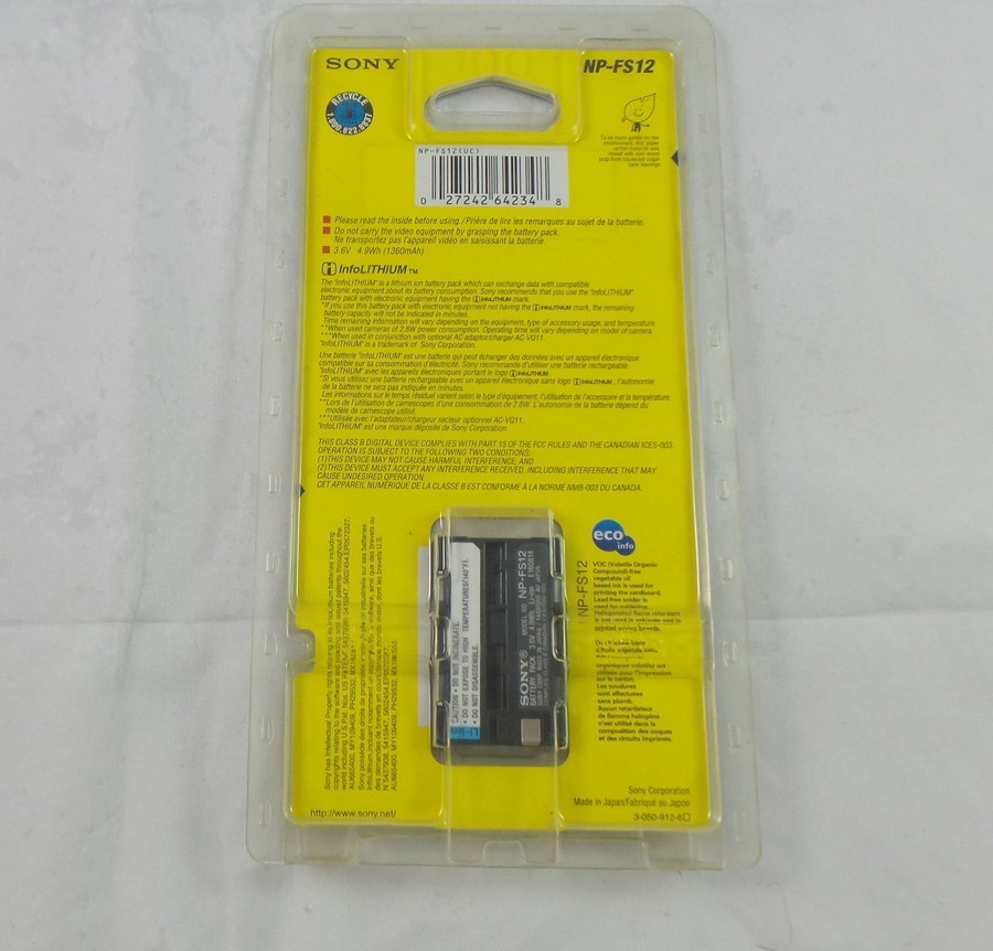 Genuine Sony InfoLithium S Series Battery (NP-FS12)