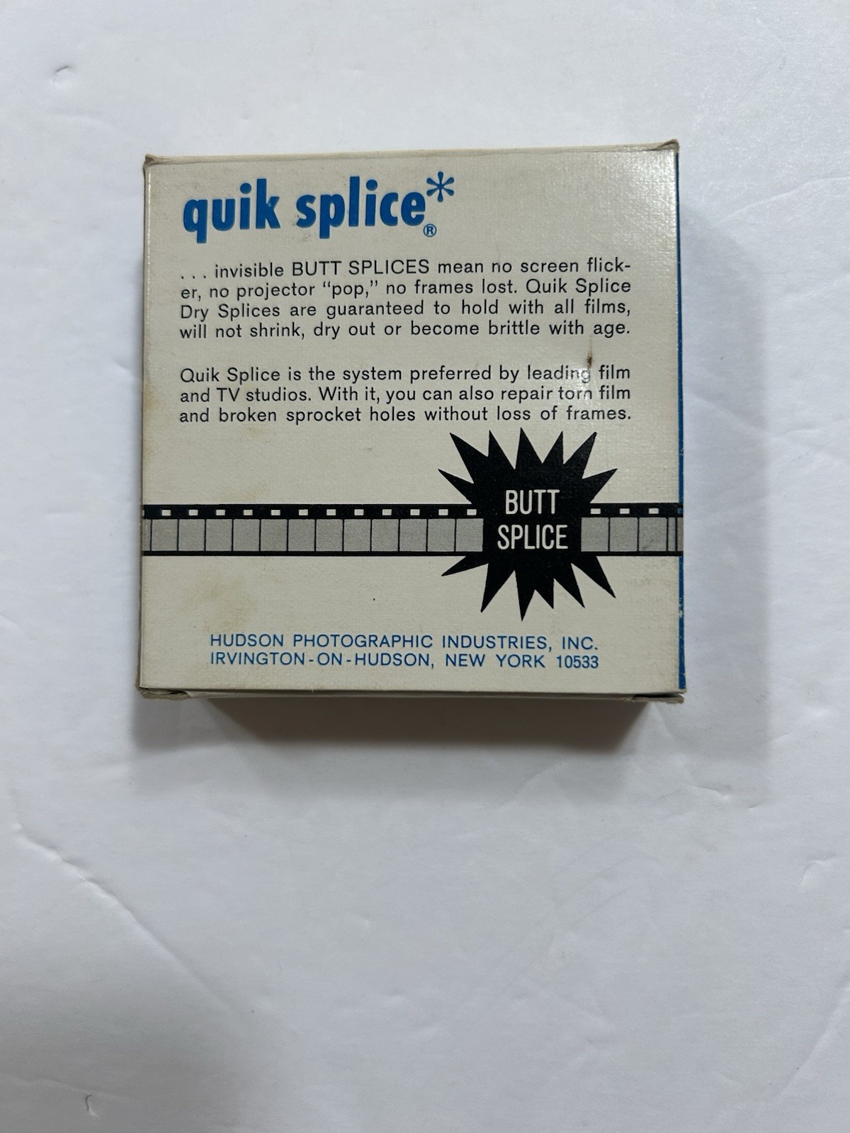 Vintage Quik Splice HP Super 8mm Automatic Butt Splicer Sears Box Hudson