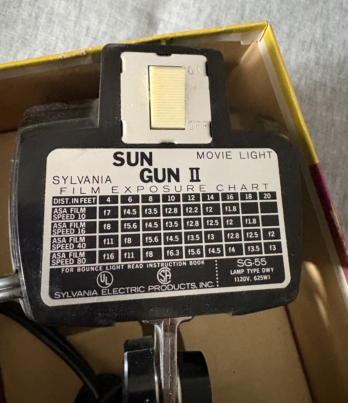 NEW Vintage Sylvania Sun Gun II Movie Light w/Orig Box Model SG-55 TESTED ✔️