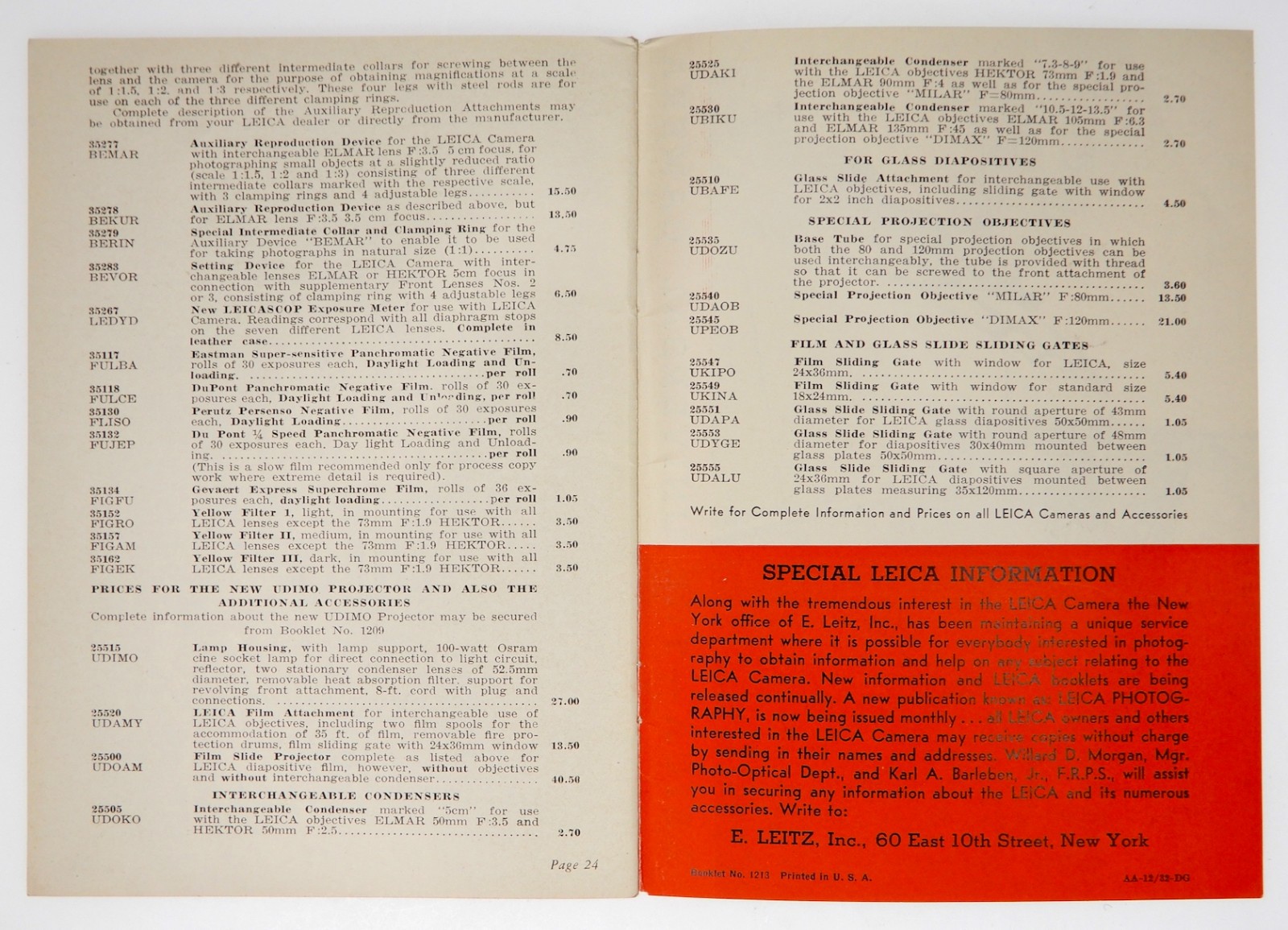 Why Leica Booklet 1213 for Leica II Model D Period,by E.Leitz Inc.,New York #2