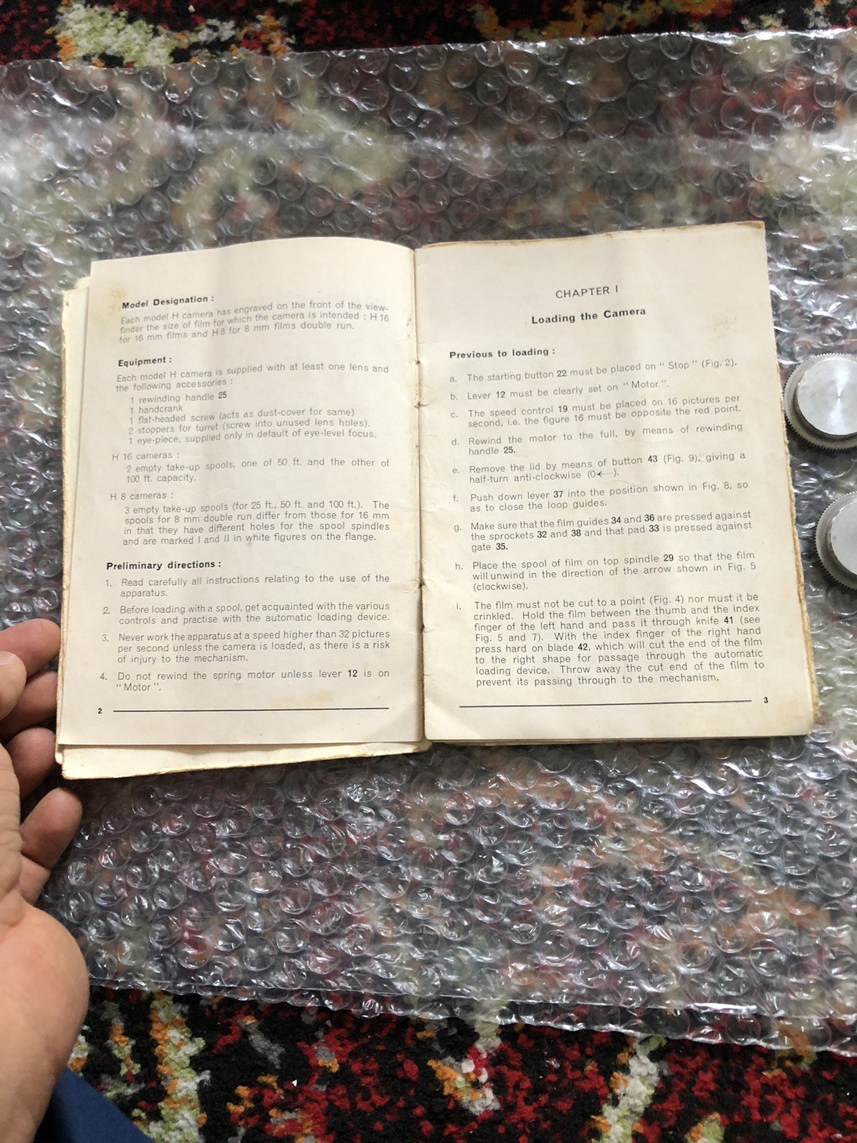 Bolex Body Caps And Manual For Bolex H16 Non Reflex Camera
