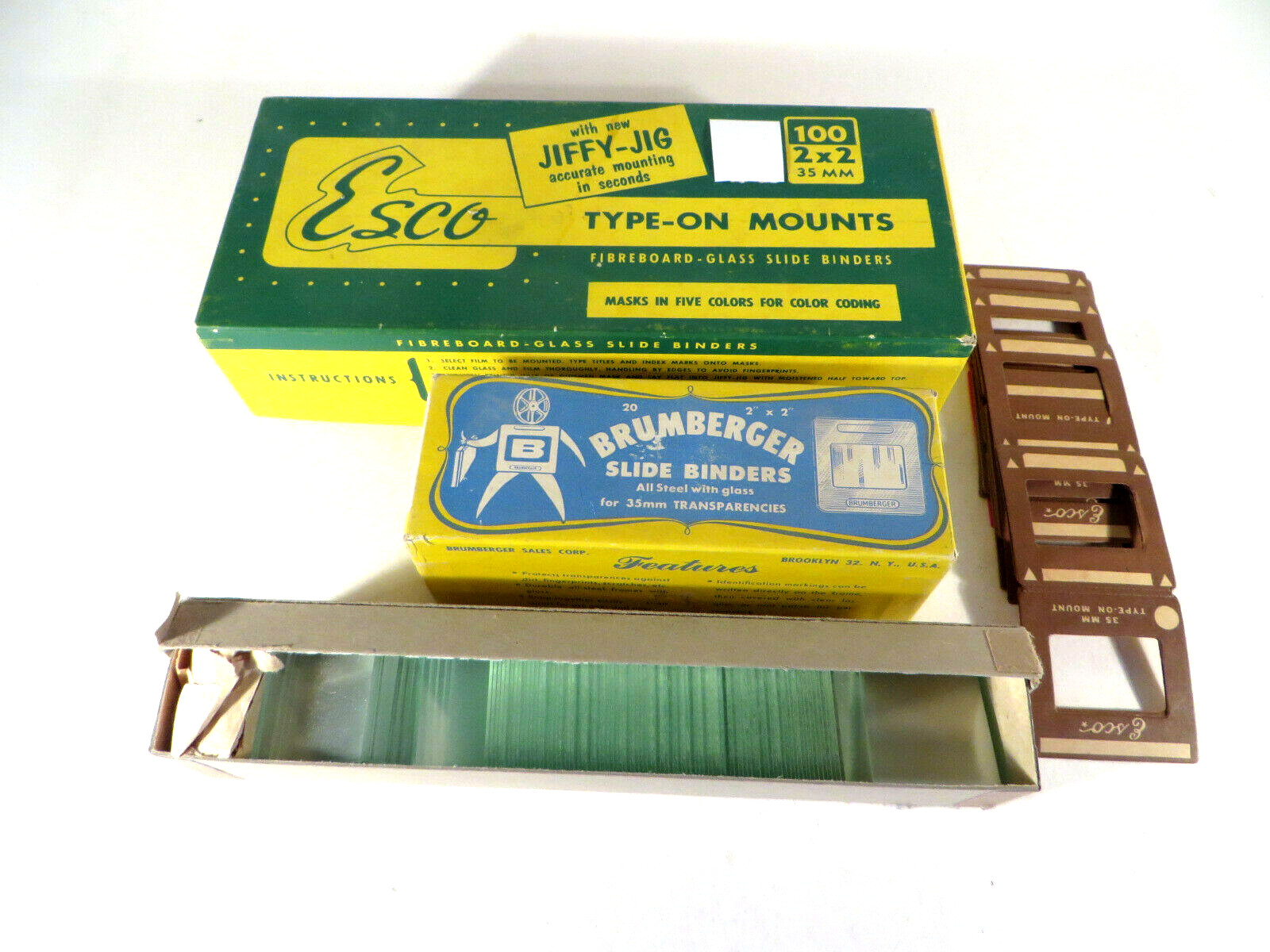 Vintage Brumberger Metal Slide Binders & Esco 2×2 for 35mm w/Glass Large Lot
