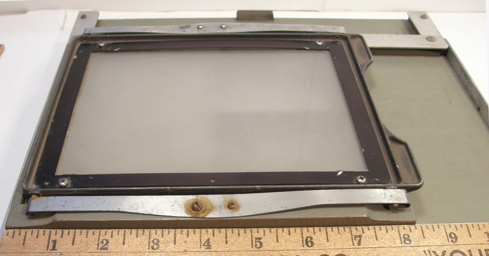 VINTAGE SLIDING BACK WATSON BURKE & JAMES GROVER 6 3/4″ X 4 3/4″ GROUND GLASS