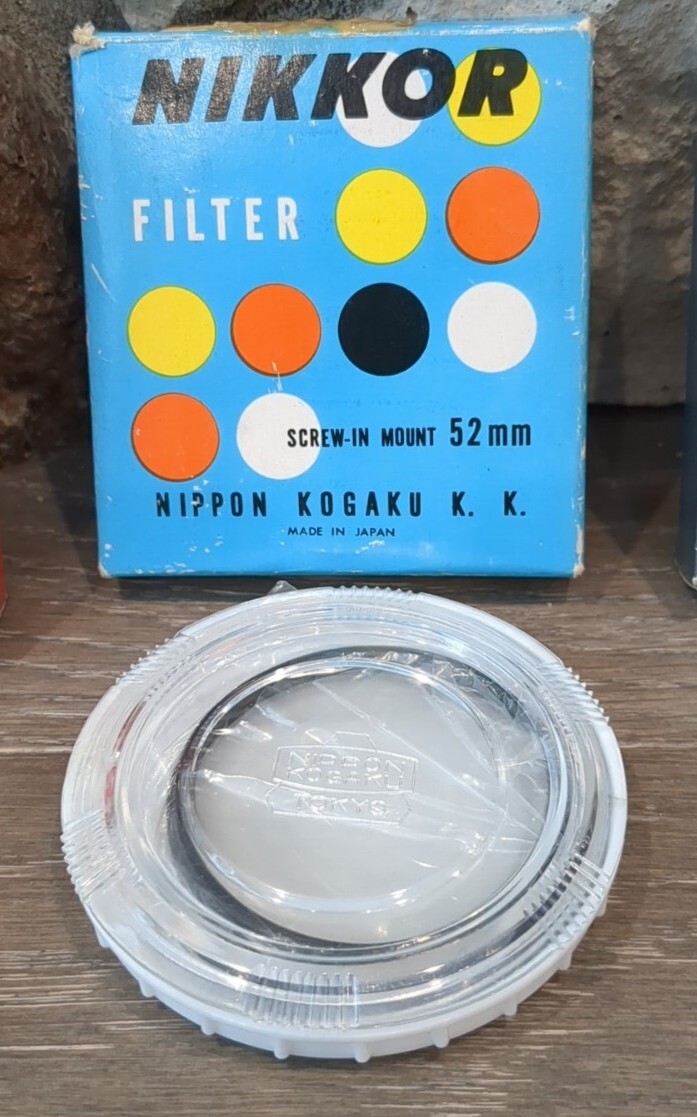 Set of 3 Vintage 52mm: Venmar Coated Filter, Nikkor Screw in Mount, Tiffen Adapt