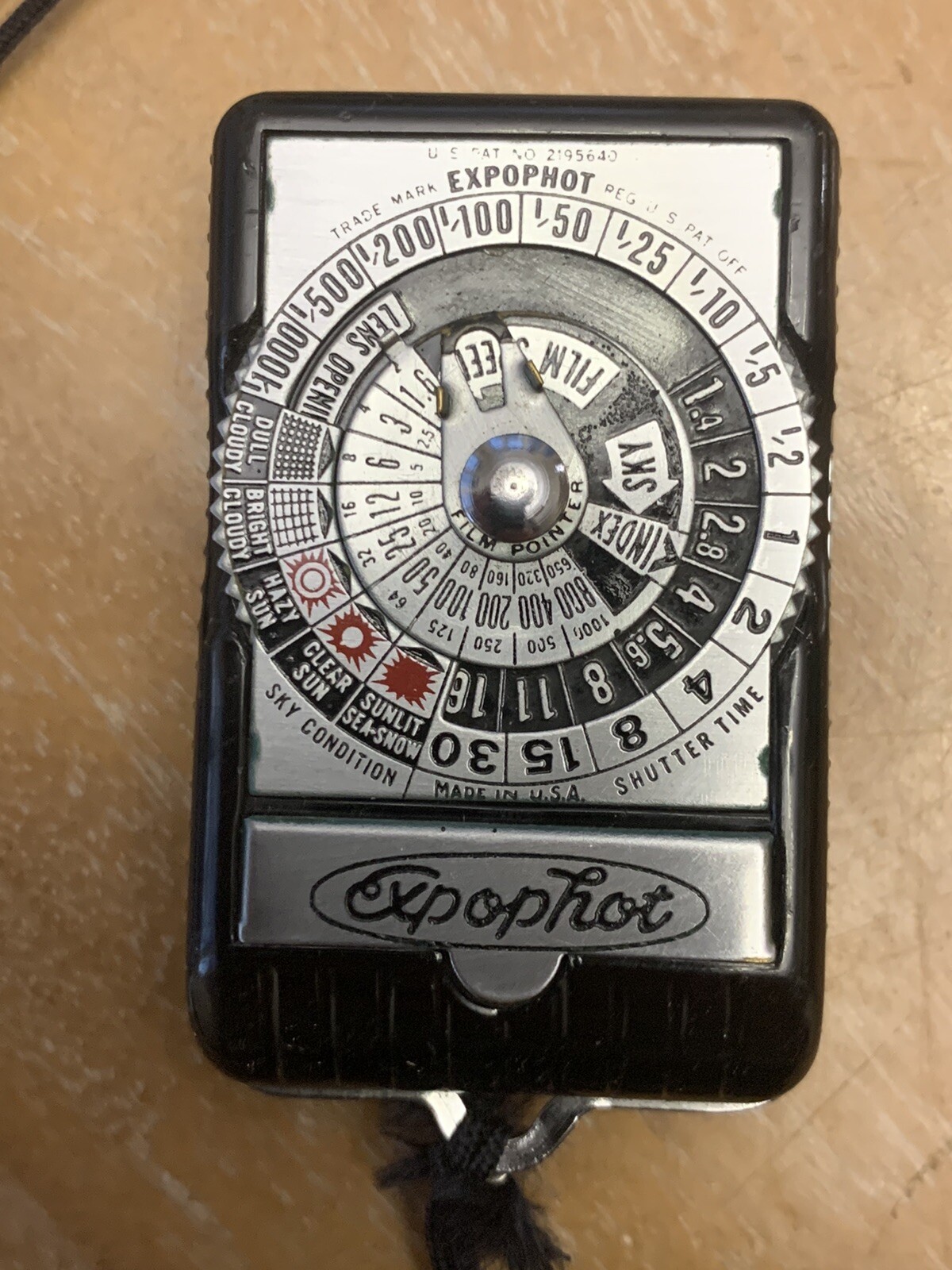 Vintage Expophot Camera Light Exposure Meter in Leather Bag