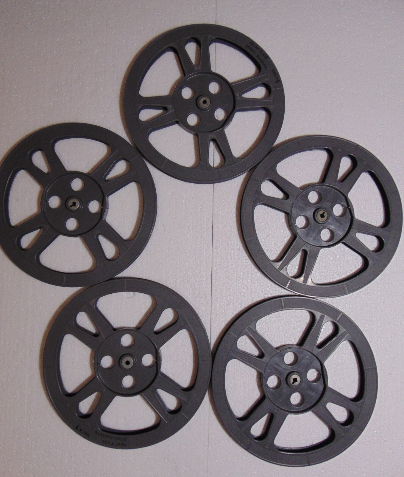 5pc lot Empty 16mm Film Reel and Can set 12″ 1200ft Movie Take Up 1200′ 360m