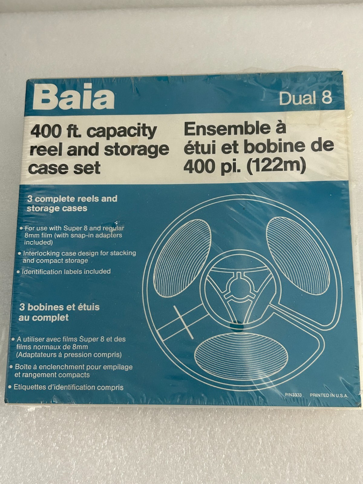 Reel & Storage Case Set 400Ft Capacity 3reels&Cases Hanimex Mfg Baia Dual 8 NEW