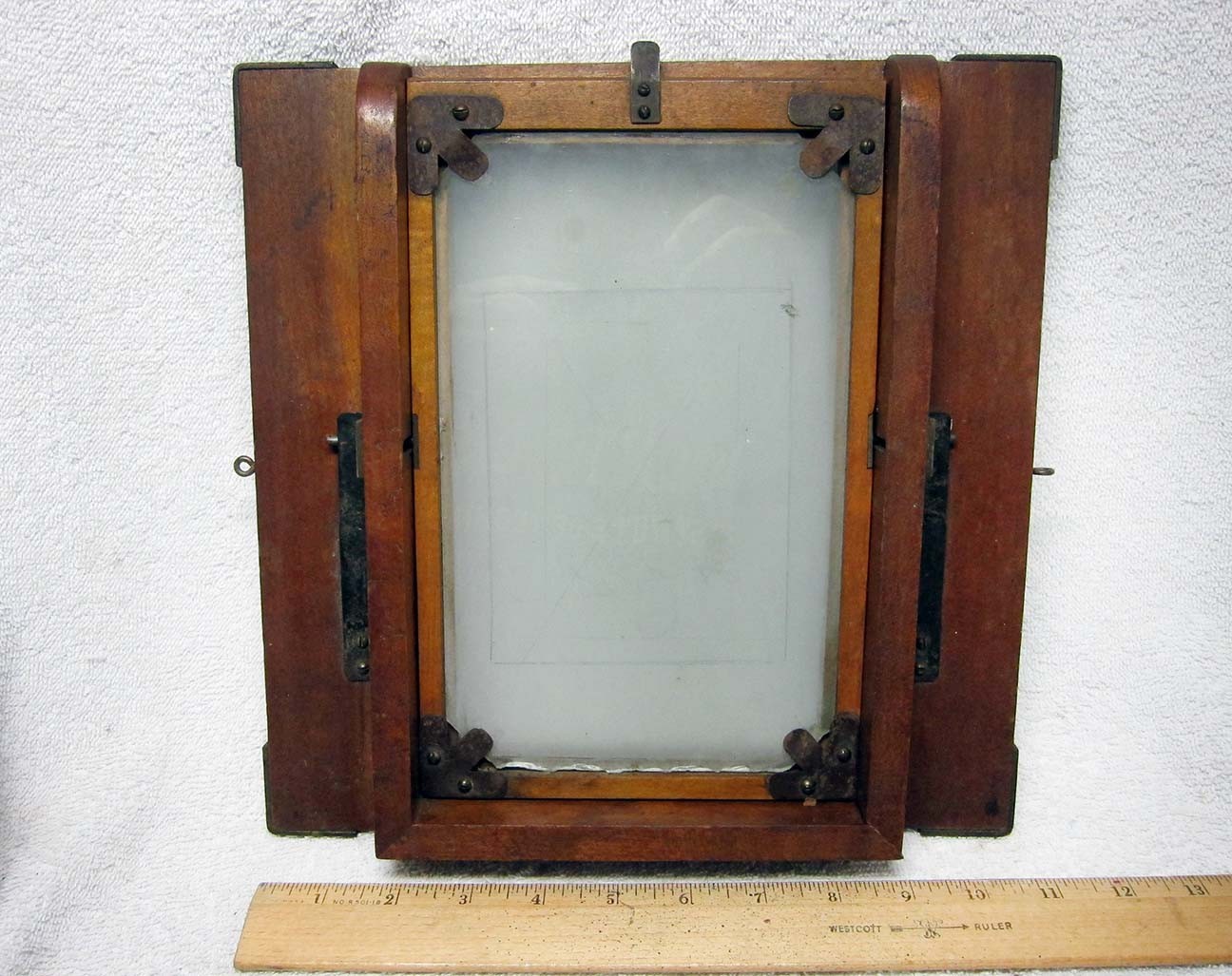 Antique VIEW CAMERA Wood GROUND GLASS Part. 5×8 OLD Large Format Spring Back