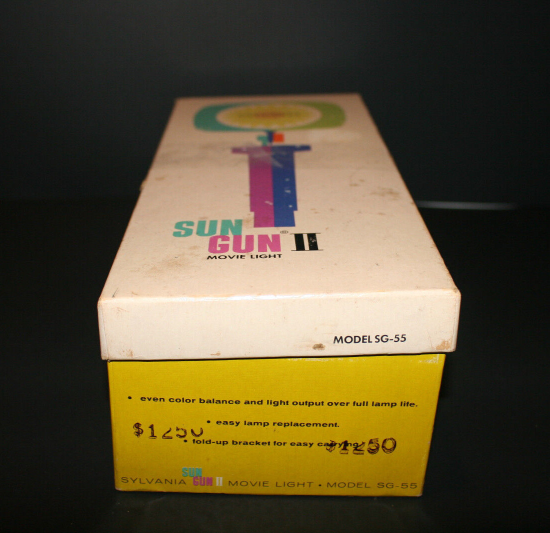 Vintage Sylvania Sun Gun II Movie Light SG- 55 W/ Box & Manual Tested And Works!
