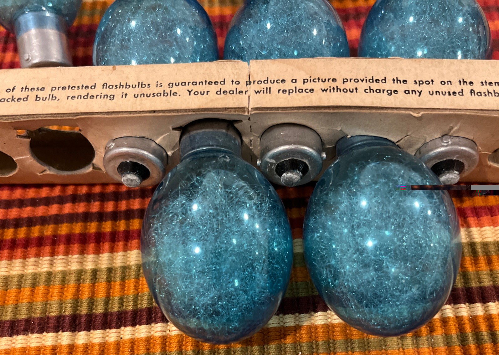 Vintage Lot of 7 Round Flash Bulbs for Camera Blue Bulbs