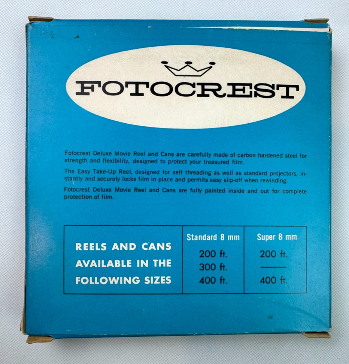 Vintage Fotocrest De Luxe Reel & Can Set 200 Ft. Super 8mm Movie w/ Original Box
