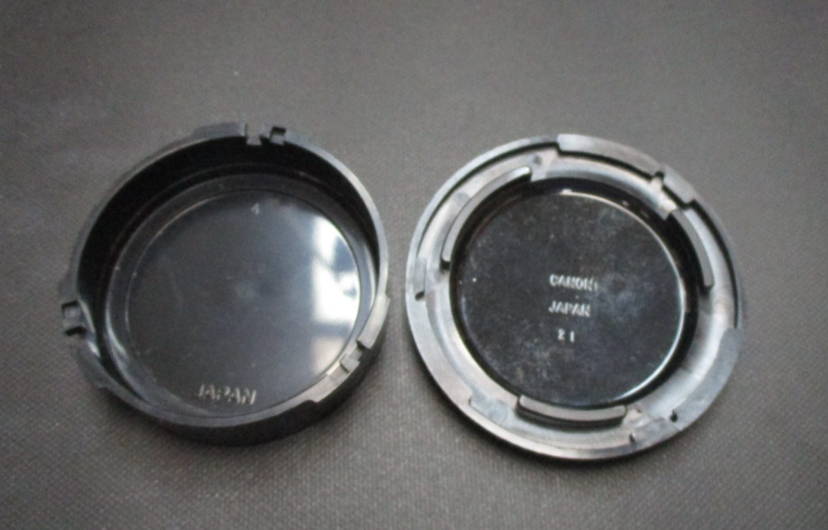 Canon original body cover & rear lens cap for all Canon breech(silver) ring lens