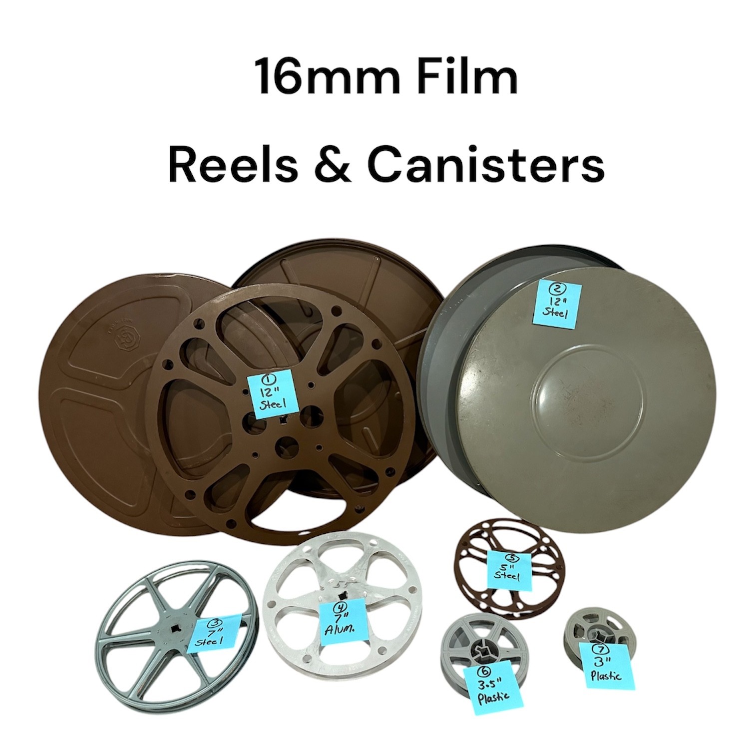 Vintage 16mm Film Reel & Canister Estate Lot (7 Pieces Total) incl Goldberg Bros