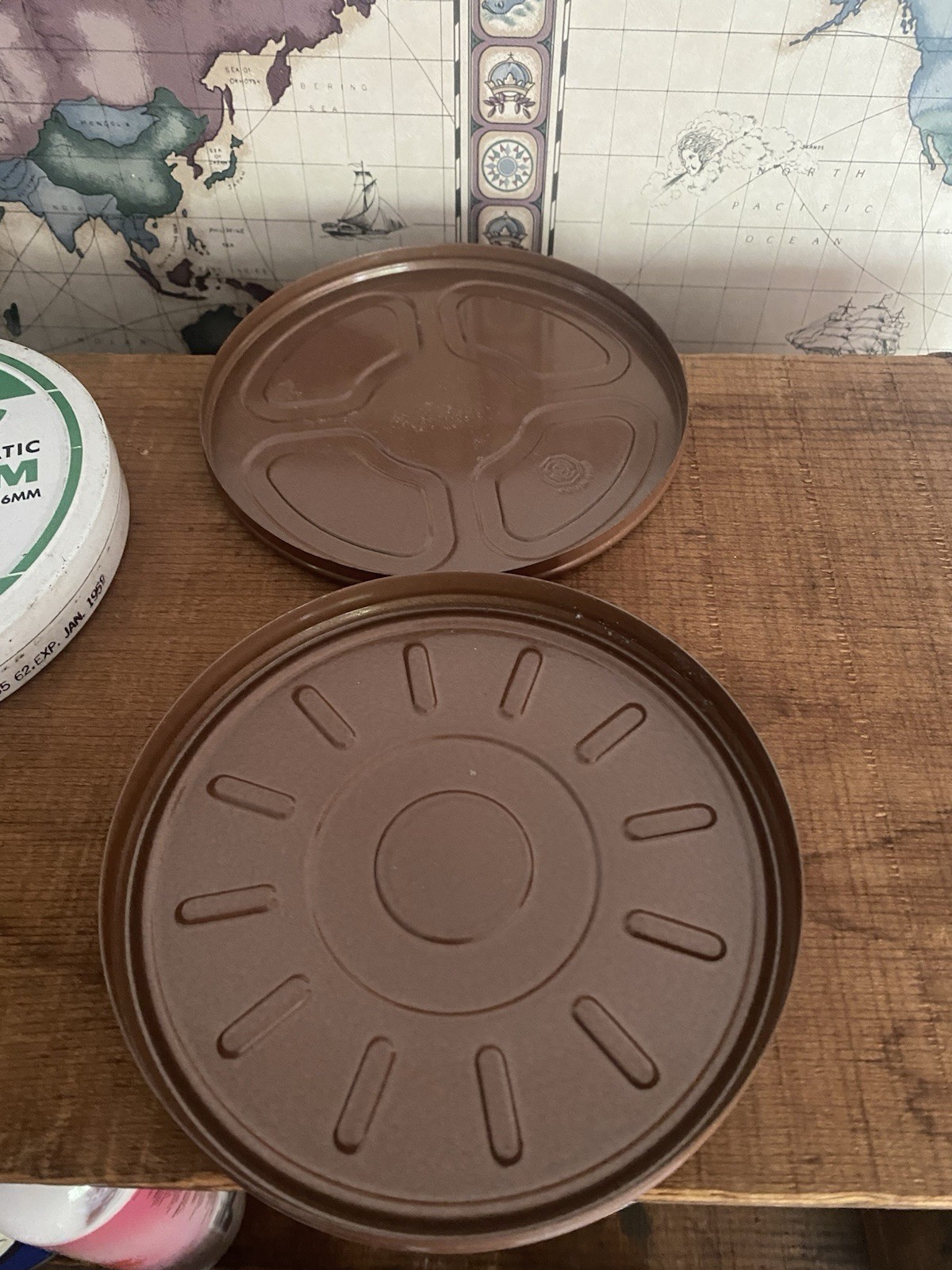 Lot Of 2 Vintage Film Reel Empty Canisters Movie Metal Containers Heavy Duty