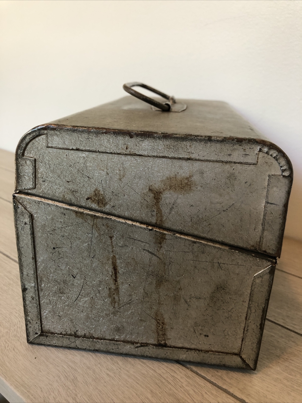 Vintage Metal Storage Case Box for 8mm Movie Reels, Holds 12, Latched w/ Handle
