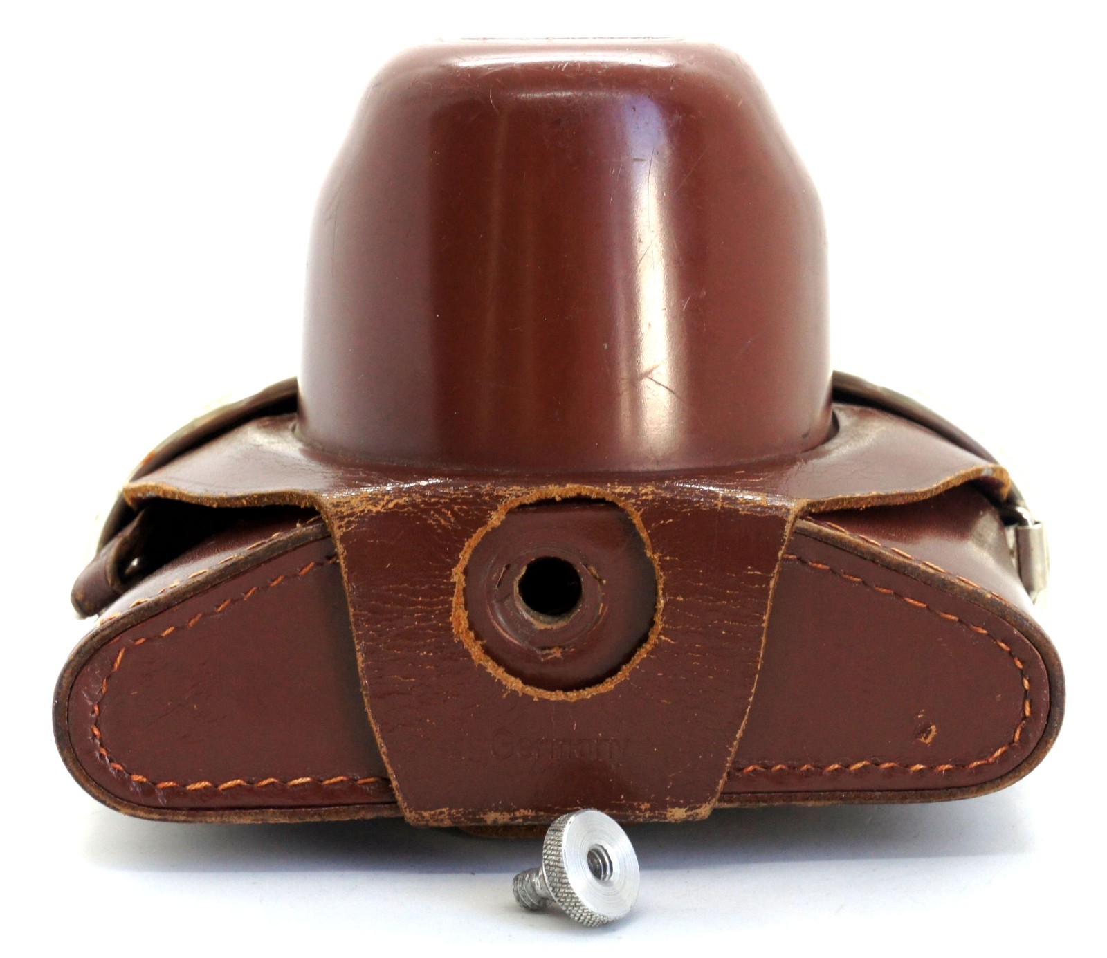 Vintage Original Ihagee Exakta Brown Leather Camera Case Metal Frame Germany