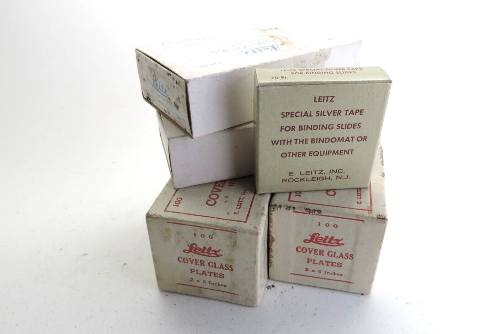 E. Leitz New York Slide Mount Glass Plate Set w/ Tape and Slide Masks