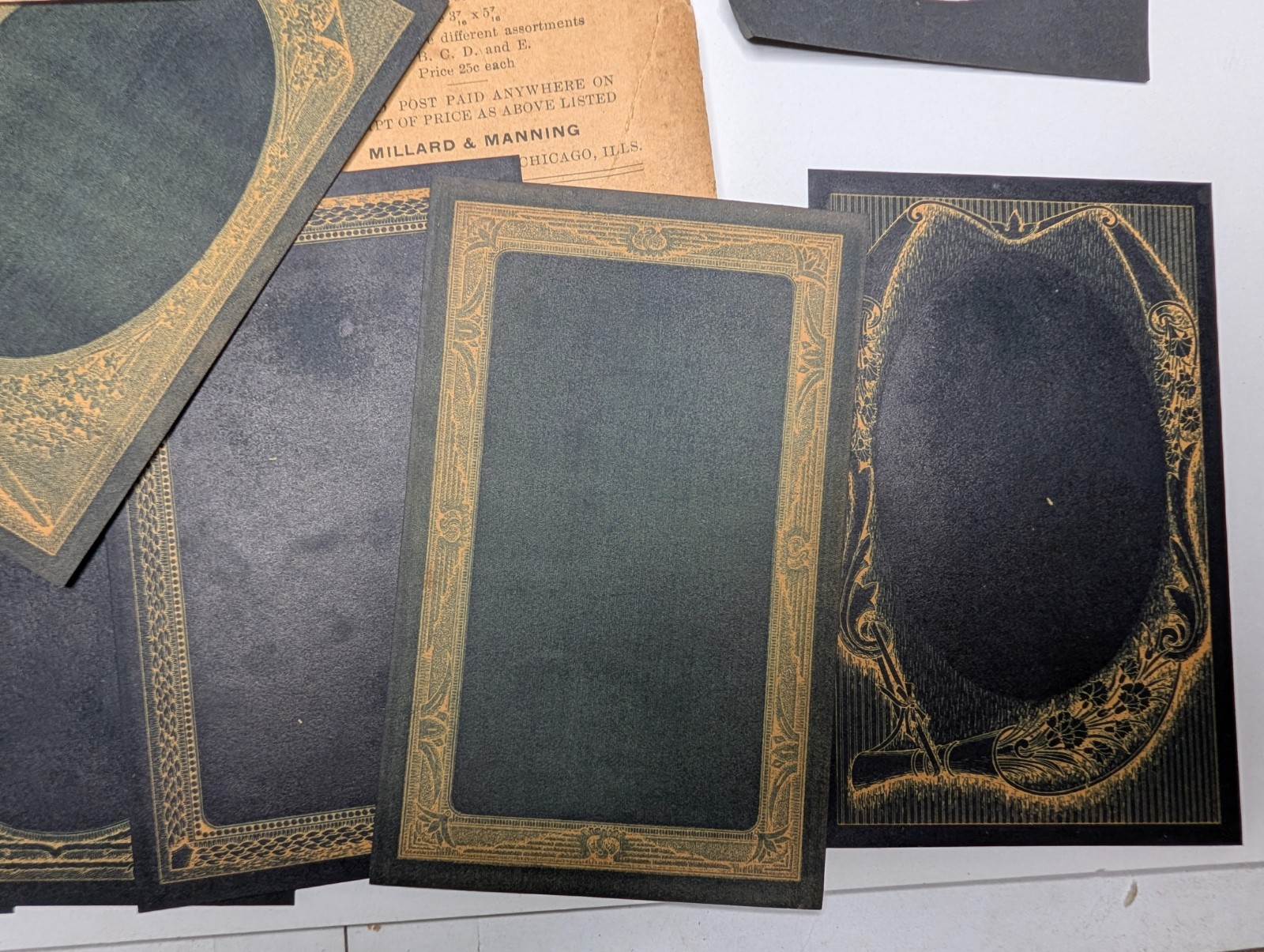 SET 1910s Ornate Millard Manning Photo Matts Negative Frames Develop RPPC Postal