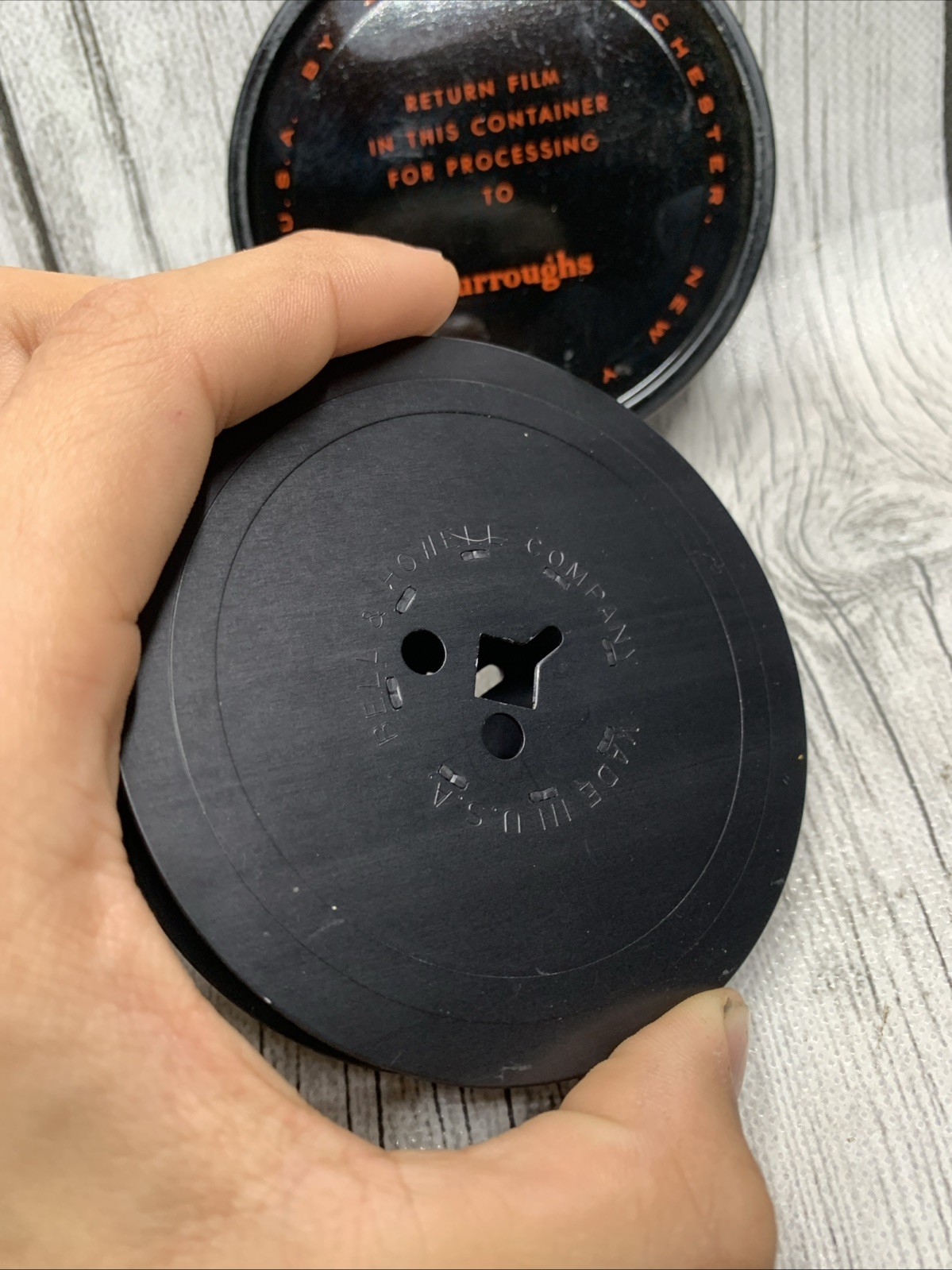 Vintage Bell & Howell Film Spool USA Black W/ OG Case