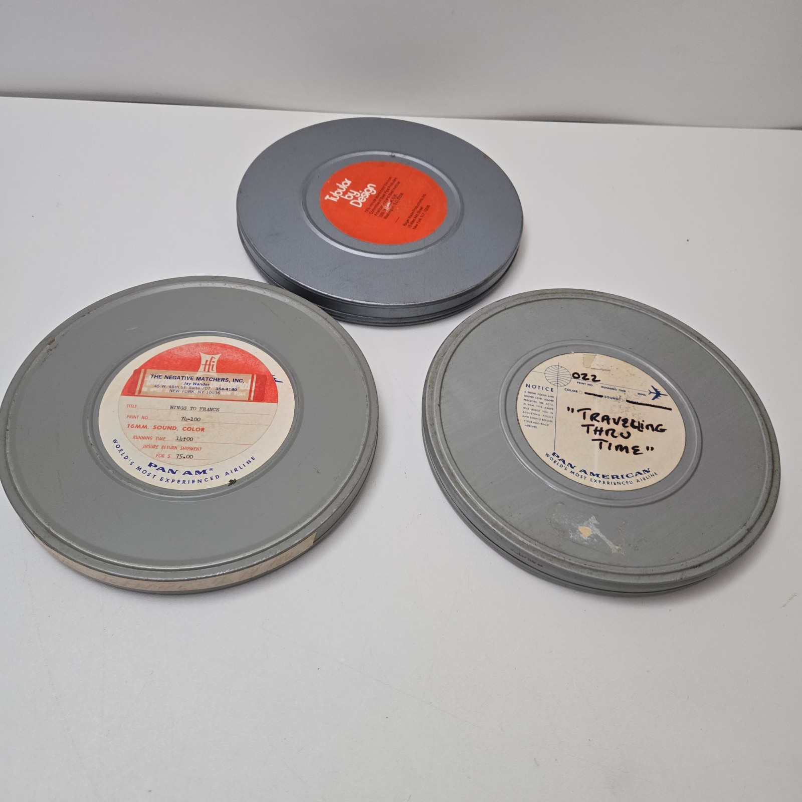 9.25″ Empty 16mm Metal Movie Film Canister Cans Lot x 3 No Reels