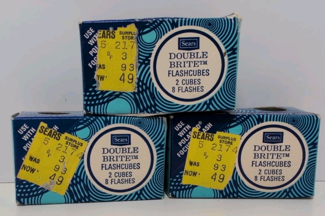 Vintage SEARS Double Bright Flashcubes Lot Of 3 – 6 Flashcubes Total