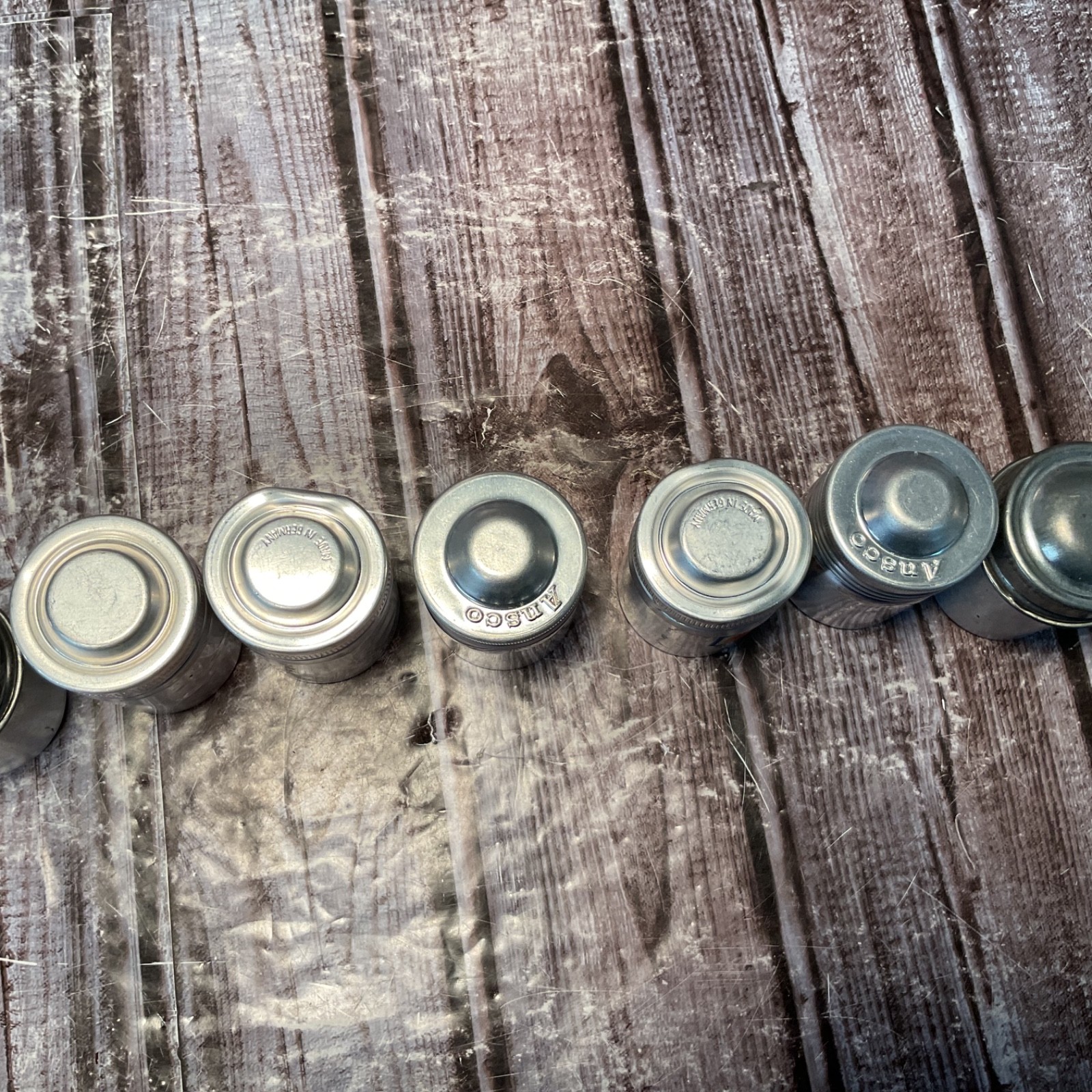 8 Vintage Metal Aluminum Film Canisters Screw-Top Lids Retro Camera Gear