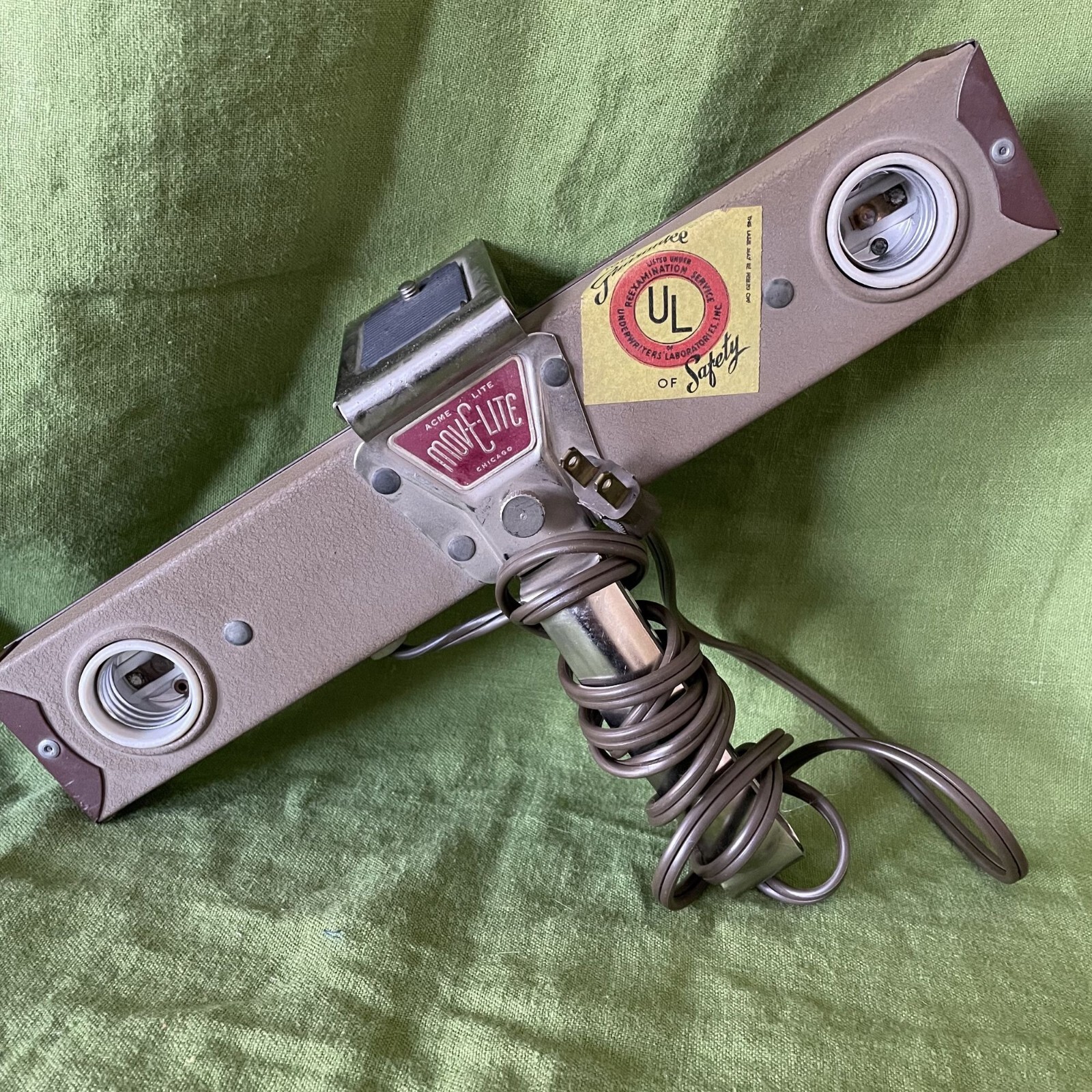 60s Vintage Mov-E-Lite Acme-Lite Exposure Spindial Light Fixture *WORKS*