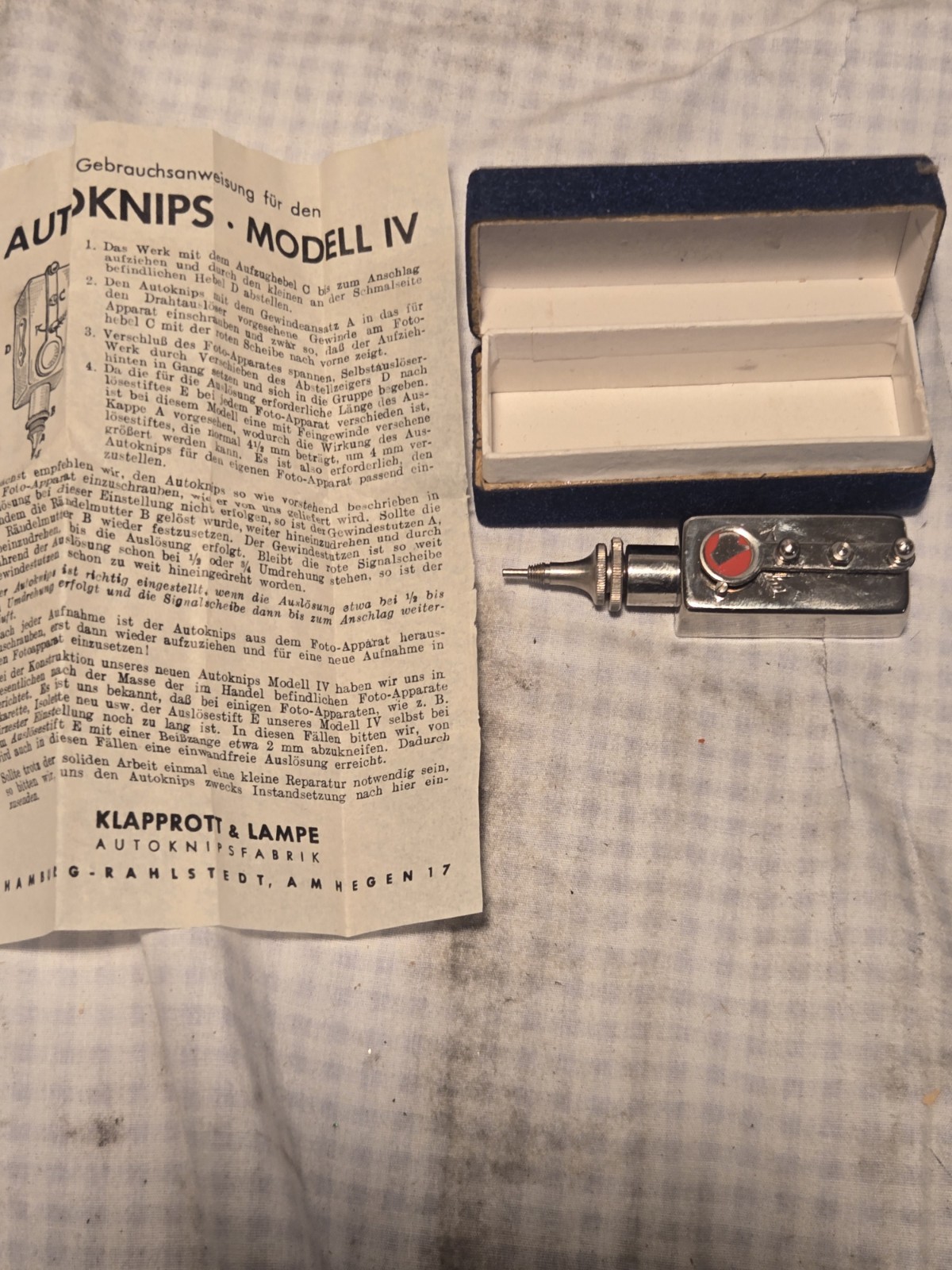Vintage Autoknips Modell IV Camera Self Timer w Box Instructions Germany