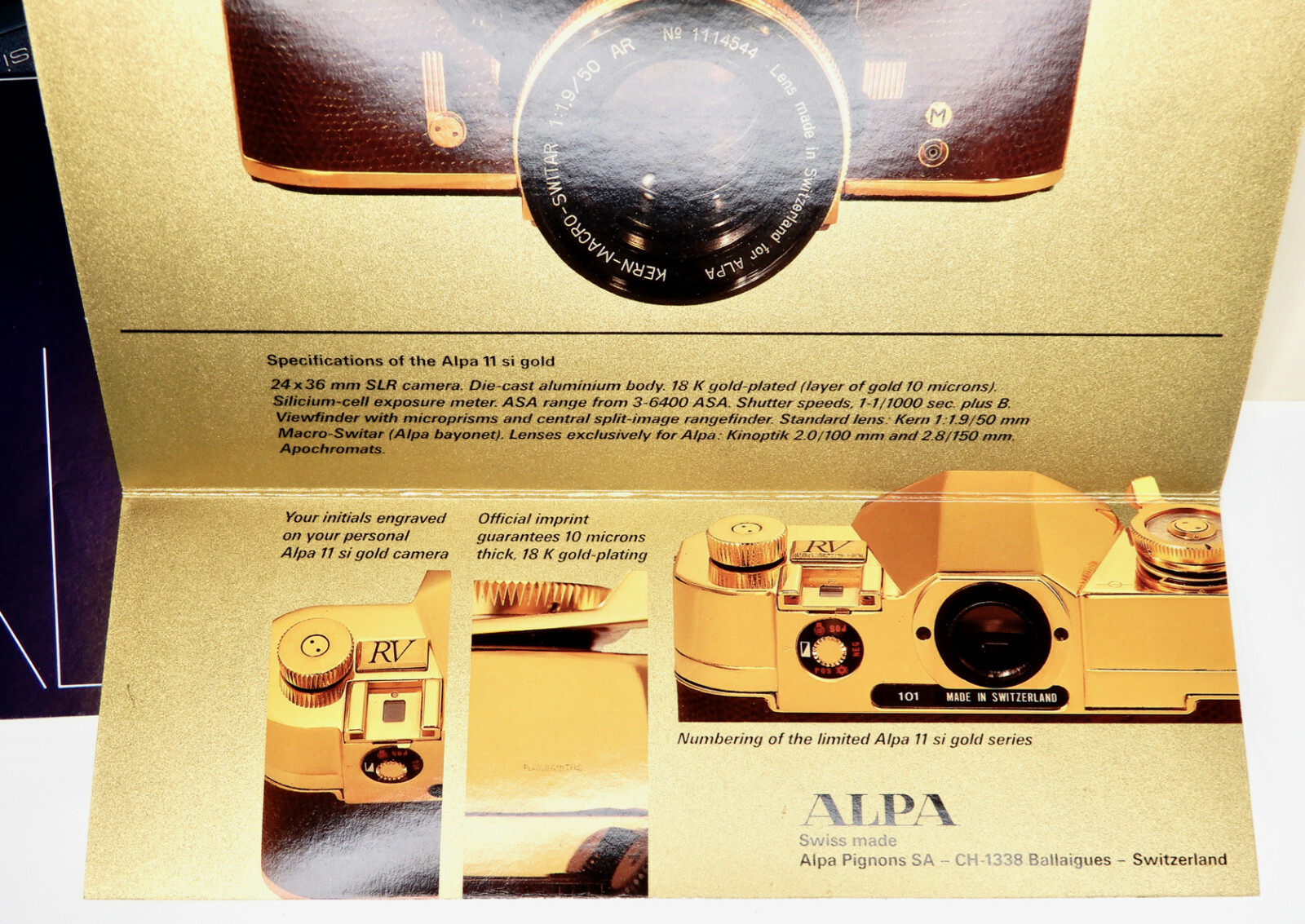 Alpa Gold 11SI Certificate & Brochure ……….. MINT